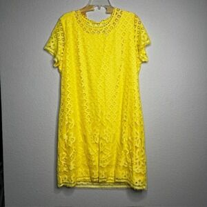 Isaac Mizrahi Live! NEW Large Yellow Lace Feminine Short Dress